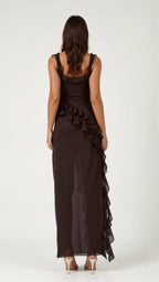 Women’s Satin Ruffle Maxi Dress for Spring