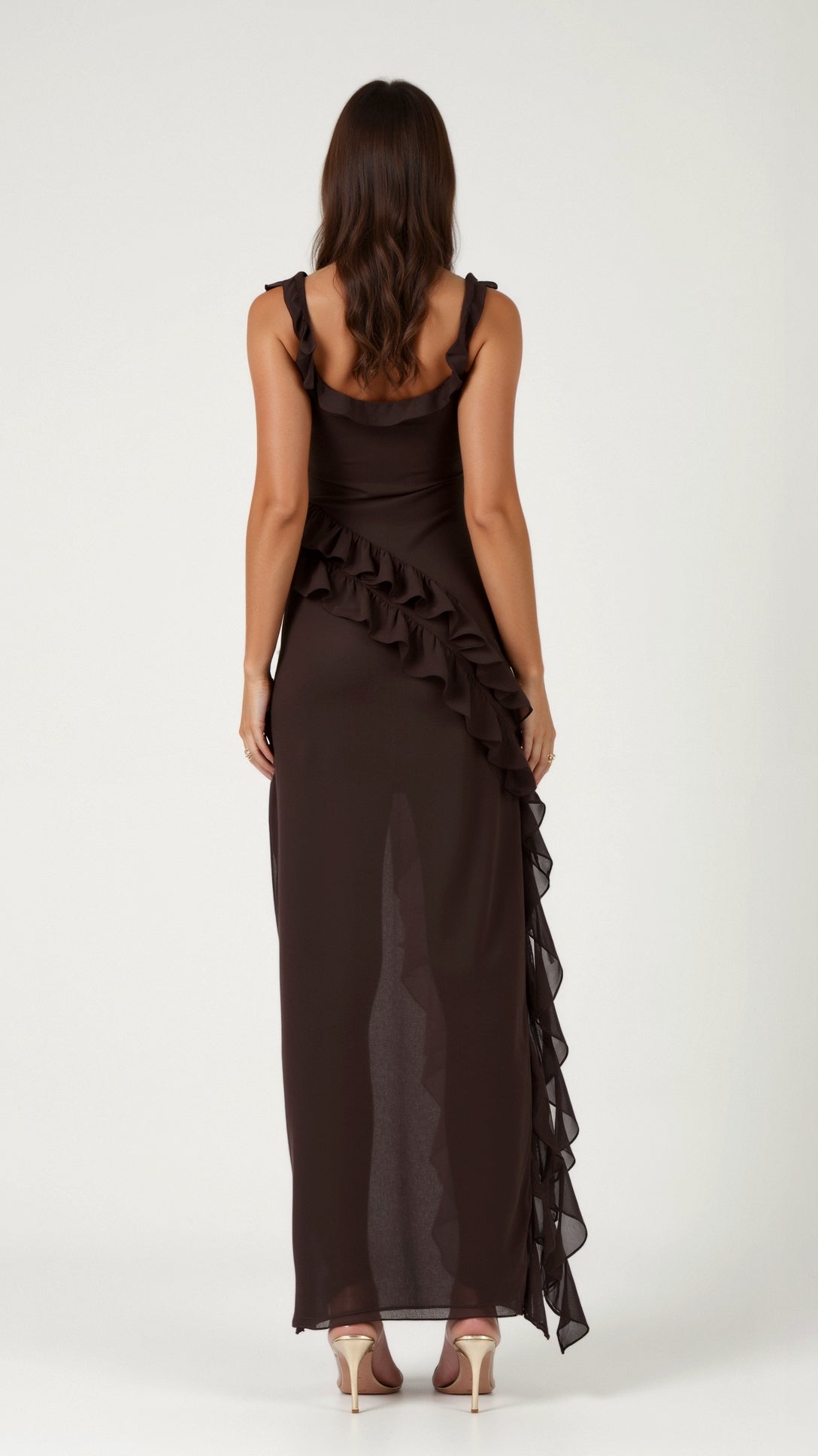Women’s Satin Ruffle Maxi Dress for Spring