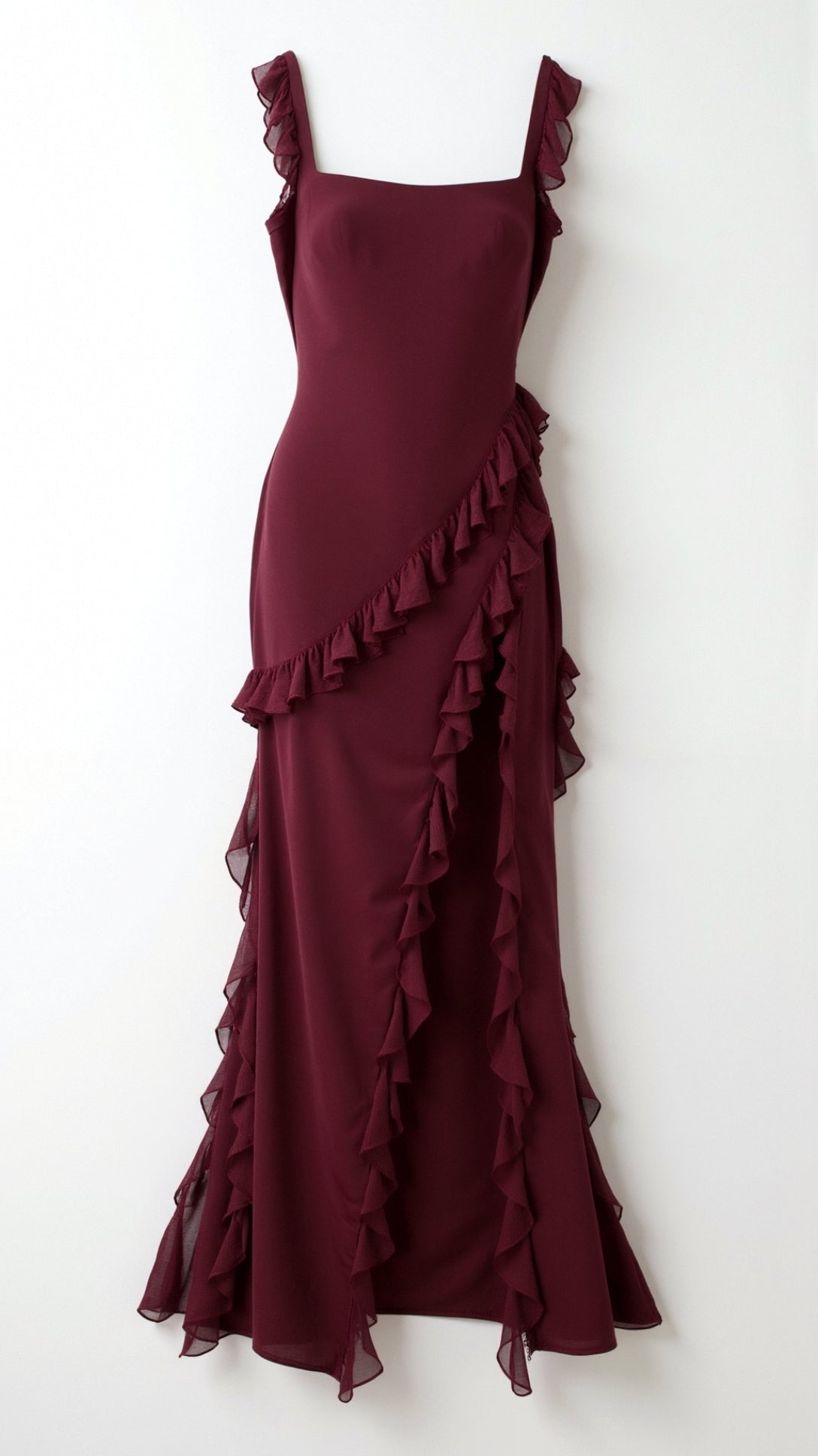 Women’s Satin Ruffle Maxi Dress for Spring