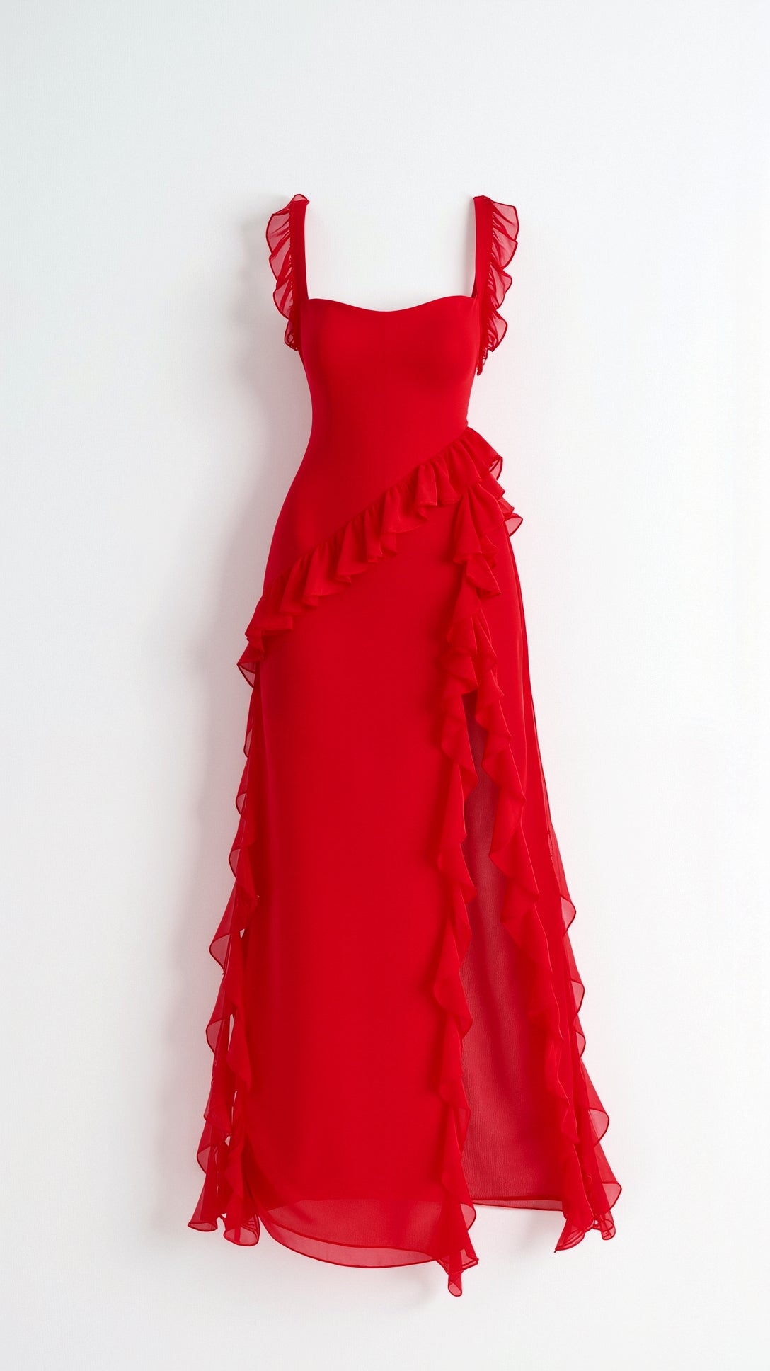 Women’s Satin Ruffle Maxi Dress for Spring